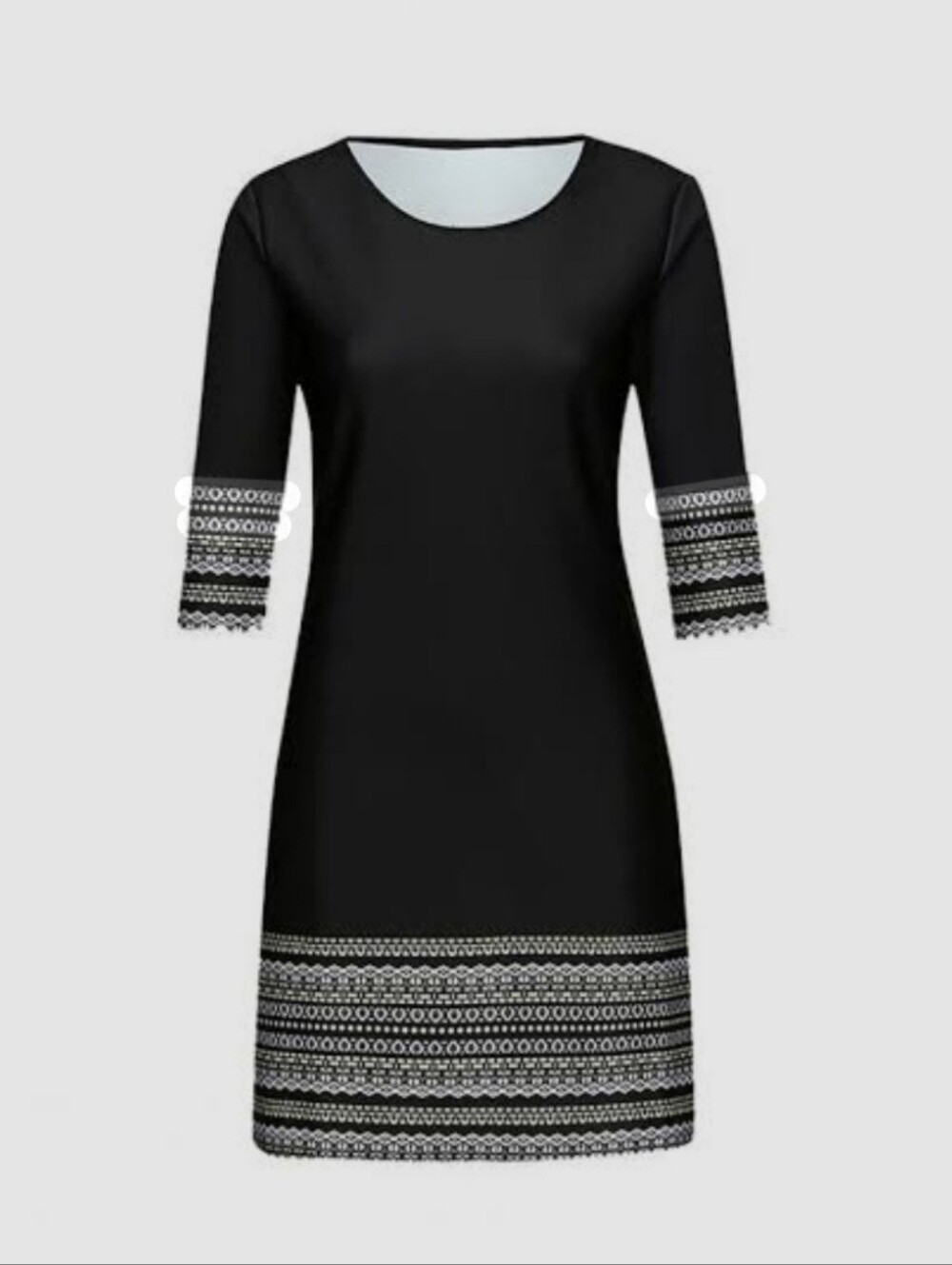 Black Long Sleeve Sheath Dress with Contrast Trim